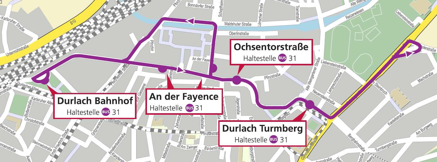 Fahrtroute SEV_Durlacher Altstadtfest 2019 © OpenStreetMap – Mitwirkende
